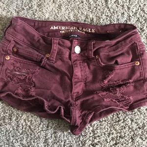 size 00 maroon shorts from american eagle
